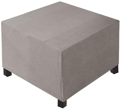 AQIGR Hockerbezug Quadratisch 40x40 60x60 55x55 80x80 45x45 35x35 100x100 Elastischer Ottomane Schonbezug Abdeckung Überzug Hocker Protector Waschbar Hockerabdeckung(Taupe,L 55 x W 55xH 40cm) von AQIGR