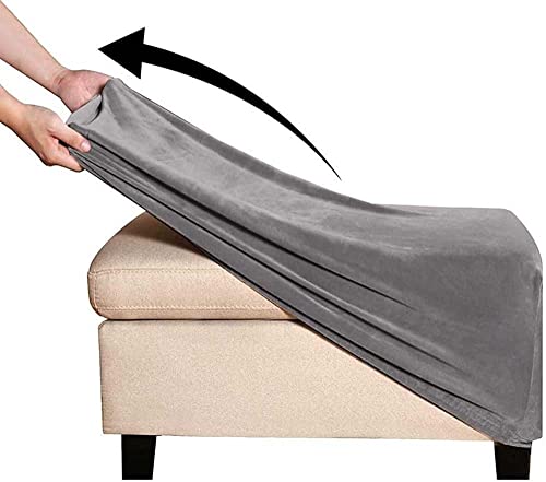 AQIGR Hockerbezug Rechteck Bezug für Fußhocker, Rechteckig Stretch Ottomane Abdeckung Sitzhocker Elastisch Husse Überzug Möbel Protector für Sofa Fußbank (Color : Grey, Size : Large) von AQIGR