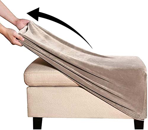 AQIGR Hockerbezug Rechteck Bezug für Fußhocker, Rechteckig Stretch Ottomane Abdeckung Sitzhocker Elastisch Husse Überzug Möbel Protector für Sofa Fußbank (Color : Taupe, Size : X-Large) von AQIGR