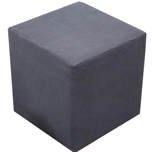 AQIGR Ottomane Schonbezug Hockerbezug, Hocker Hussen für Quadratische Fußhocker, Stretch Bezug Ottomane Abdeckung Überzug Hocker Protector Waschbar Hockerabdeckung (Color : Grey, Size : 40x40x40cm) von AQIGR