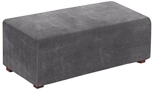 AQIGR Ottomane Schonbezug Stretch Hocker Bezug Rechteck Samt hocker Bezug für Ottomane quadratisch Überzug Hockerbezug (Color : #1, Size : Rectangle: 130-160cm) von AQIGR