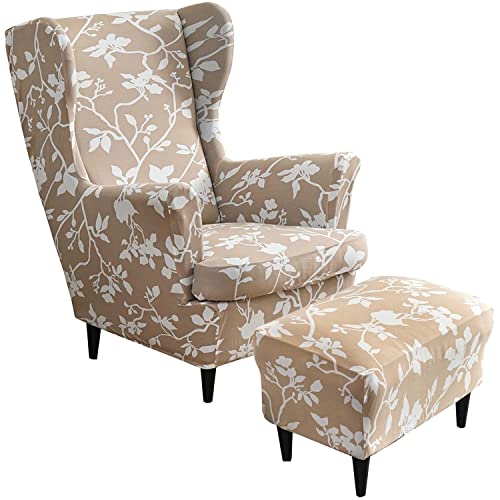 AQIGR Sessel-Überwürfe Ohrensessel 2 Teilig Ohrensessel Überzug Mit Ottomane Schonbezug, Schonbezüge Bezug Sesselhusse Stretch Tiger Stuhlbezug mit Armlehne Hohe Rückenlehne (Color : #13) von AQIGR