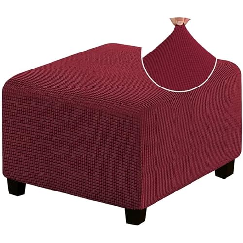 AQIGR Stretch Hockerbezug Quadratisch 40x40/50x50/60x60 Hocker Fußstütze Schonbezug Ottoman Cover Ottomane Hocker Protector Hockerabdeckung Mit Elastischem Boden (Color : #11, Size : M) von AQIGR