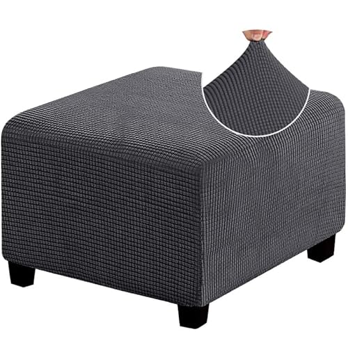 AQIGR Stretch Hockerbezug Quadratisch 40x40/50x50/60x60 Hocker Fußstütze Schonbezug Ottoman Cover Ottomane Hocker Protector Hockerabdeckung Mit Elastischem Boden (Color : #2, Size : L) von AQIGR