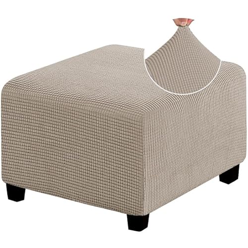 AQIGR Stretch Hockerbezug Quadratisch 40x40/50x50/60x60 Hocker Fußstütze Schonbezug Ottoman Cover Ottomane Hocker Protector Hockerabdeckung Mit Elastischem Boden (Color : #7, Size : L) von AQIGR