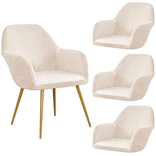 AQIGR Stretch Stuhlhussen Samt Esszimmerstuhl Bezug mit Armlehnen 2/4/6er Set Büro-Stuhlhussen Rückenlehne Stuhlabdeckung Stuhl Abdeckung Hoher Sessel-Schutzhülle-bezüge (Color : #9, Size : 4 Stück) von AQIGR