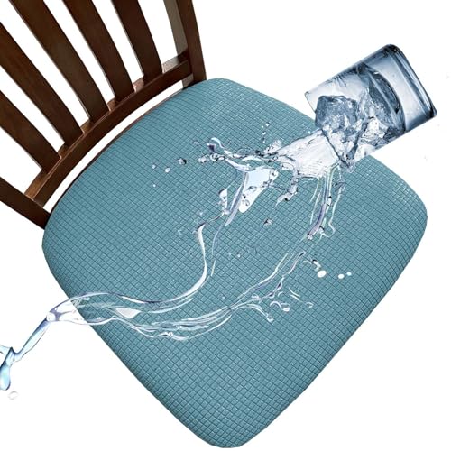 AQIGR Stuhlbezug Sitzfläche Waschbarer Stretch Wasserdicht Bezug für Stühle Esszimmerstuhl Sitzbezug Stuhlsitzbezüge 1er 2er 4er 6er Set Stuhl Sitzbezug für Zuhause,Küche(Dusty Blue,Set of 1) von AQIGR