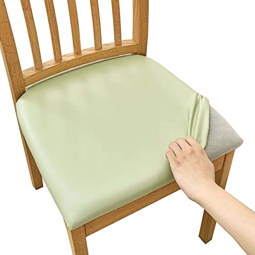 AQIGR Stuhlhussen Esszimmerstuhl Sitzbezug 2/4/6 Stück Wasserdicht PU-Leder Stuhl Sitzbezüge Stretch-Sitzbezüge Abnehmbar Waschbar Stuhlhussen Sitzschutzbezug für Zuhause, Hotel, Bankett von AQIGR