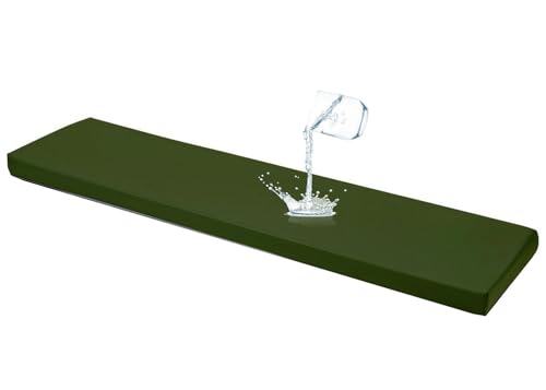 Bankkissenhülle Wasserdicht für Innen/Außenbereich Bezug-Bankkissen 110x50 80x40 120x40 150x60 180 x 40 aus Kunstleder, Bezug für Sitzbank Waschbar Abnehmbar mit Reißverschluss(Military green,180x40x8 von AQIGR