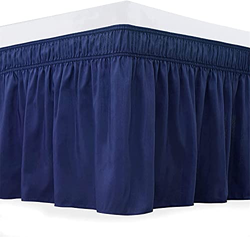 AQIGR Bettrock 140x200 180 x 200 200x200 gebürstetes Polyester, mit DREI Stoffseiten, elastischer Staub-Rüschen, leicht anzubringen, mit 38cm Länge (Color : Blue, Size : 180x200+38cm) von AQIGR