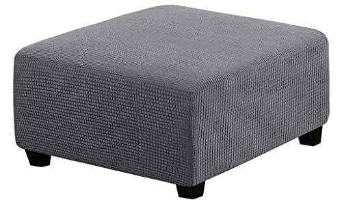 Fußhocker Sitzhocker Hockerbezug 35x35/55 x 55/60x60/50x50 grau Elastisch Husse für Sofa Fußbank Jacquard Überzug für Rechteckiger Hocker Fußschemel Fußstütze Schonbezug Sofabezug ( Color : #1 , Size von AQIGR