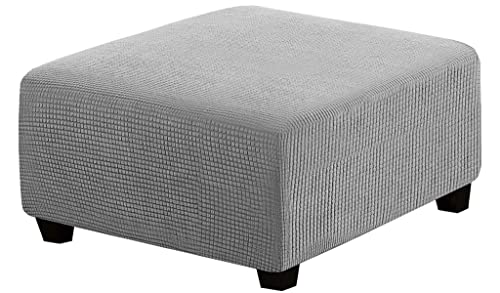 Fußhocker Sitzhocker Hockerbezug 35x35/55 x 55/60x60/50x50 grau Elastisch Husse für Sofa Fußbank Jacquard Überzug für Rechteckiger Hocker Fußschemel Fußstütze Schonbezug Sofabezug ( Color : #2 , Size von AQIGR