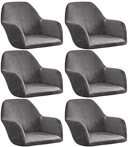 Stuhlbezug mit Armlehne 4/6er Set Samt Esszimmerstuhlbezug Hochzeit Stretch Stuhlhussen,Sesselbezug Schonbezug Mit Schaumsäule Schutzhülle für Esszimmer Küche Wohnzimmer ( Color : #1 , Size : 6PCS ) von AQIGR