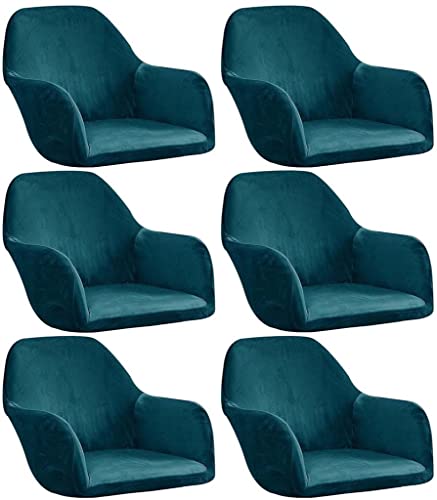 Stuhlbezug mit Armlehne 4/6er Set Samt Esszimmerstuhlbezug Hochzeit Stretch Stuhlhussen,Sesselbezug Schonbezug Mit Schaumsäule Schutzhülle für Esszimmer Küche Wohnzimmer ( Color : #8 , Size : 6PCS ) von AQIGR