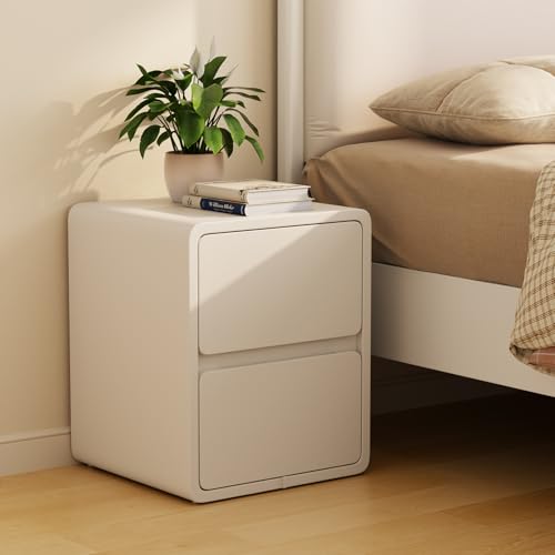 AQIMUELE Nachttisch Schmal Weiß, Beistelltisch mit 2 Schubladen, Nachtschrank Schmal, Installationfrei, Lederoberfläche, für Schlafzimmer, Wohnzimmer, Breite 40 cm (weiß) von AQIMUELE