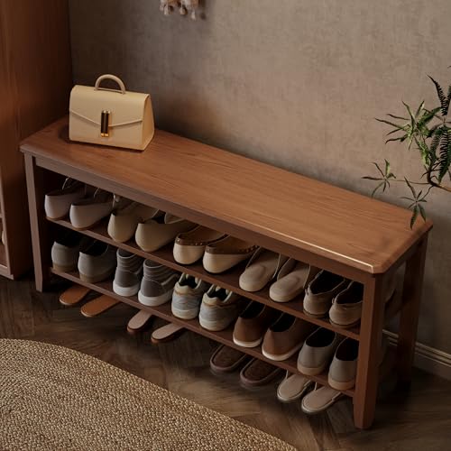 AQIMUELE Schuhregal aus Holz für den Eingangsbereich, 2-stöckiges Schuhregal für Eingangstür, Schuhbank mit Schuhaufbewahrung für Eingangsbereich, Schlafzimmer, 120 cm AQIMUELE Schuhregal aus Holz für den Eingangsbereich, 2-stöckiges Schuhregal für Eingangstür, Schuhbank mit Schuhaufbewahrung für Eingangsbereich, Schlafzimmer, 120 cm von AQIMUELE