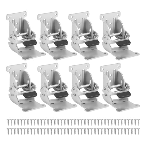 8 stücke Klapp Halterungen 0-90 Grad Klapptisch Beine Klammern Lock Verlängerung Unterstützung Halterung Self-Lock Scharniere(Silver 8pcs) von AQIOERH