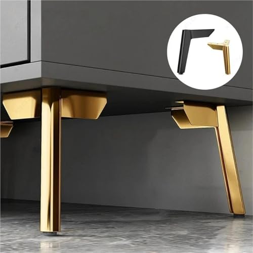 AQIOERH 4 Stück Sofabeine for Möbel Metall Schwarz Gold TV-Schrank Bett Couchtisch Beine Schreibtisch Hocker Stuhl Fuß Hardware 8/10/12/15 cm möbelfüße stützfuß(Gold-15cm-4pcs) von AQIOERH