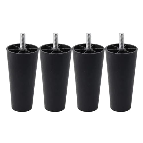 AQIOERH 4 Stück runde, konische Schwarze Kunststoff-Möbelbeine, Fußhöhe 40, 65, 90, 100, 120 mm, mit M8 x 25-Gewindeschaft for Sofa, Couch und Stuhl möbelfüße stützfuß(10CM) von AQIOERH