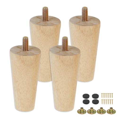 AQIOERH Massivholz-Möbelbeine-Set, 8/15/20 cm Höhe, Möbelfüße, schräger Kegel, for Sofa, Bett, Schrank, Tisch und Stuhl, Ersatz-Sofabein möbelfüße stützfuß(H8CM 4PCS) von AQIOERH