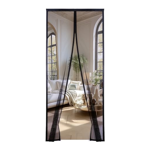 AQKaki Fliegengitter Tür Magnet 180x210cm, Neue Solide Polyesterfaser Fliegenvorhang Terrassentür, Feines Netz Insektenschutz Balkontür Ohne Bohren, Breite Sicht, für Zimmer Schlafzimmer Eingangstür von AQKaki
