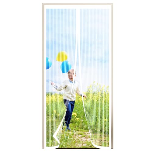 AQKaki Magnet Fliegengitter Tür, 65x235cm Polyesterfaser Insektenschutz Balkontür Fenster Magnetvorhang Stärkere Magneten Fliegenvorhang Ohne Bohren Mückenschutz Tür für Haustür Räume Terrassentür von AQKaki