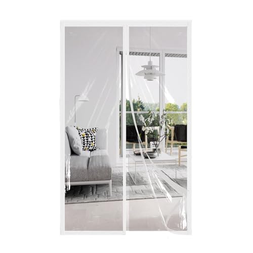 AQKaki Magnet Wärmeschutzvorhang für 85x210cm, EVA Transparenter Thermo Türvorhang Kälteschutz Wintern Thermovorhang Tür Wasserdicht Winddicht Isoliervorhang Balkon Badezimmer Tür Wohnzimmer von AQKaki