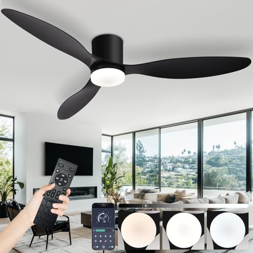 AQLEDY Deckenventilator Mit Beleuchtung Und Fernbedienung, Lampe Mit Ventilator Leise Decke Mit Licht, Led Deckenleuchte Mit Ventilator Sommer Winte Für Schlafzimmer Wohnzimmer-Black||42in von AQLEDY