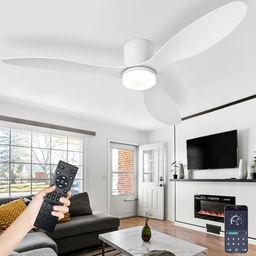 AQLEDY Deckenventilator Mit Beleuchtung Und Fernbedienung, Lampe Mit Ventilator Leise Decke Mit Licht, Led Deckenleuchte Mit Ventilator Sommer Winte Für Schlafzimmer Wohnzimmer-White||42in von AQLEDY