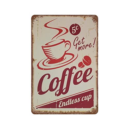 AQLY Get More Coffee Cup - Retro Vintage Blechschild von AQLY