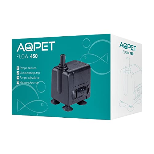AQPET Flow Tauchpumpe für Aquarien und Terrarien mit einstellbarer Durchflussmenge, Durchfluss 450, max. 450 l/h einstellbar von AQPET