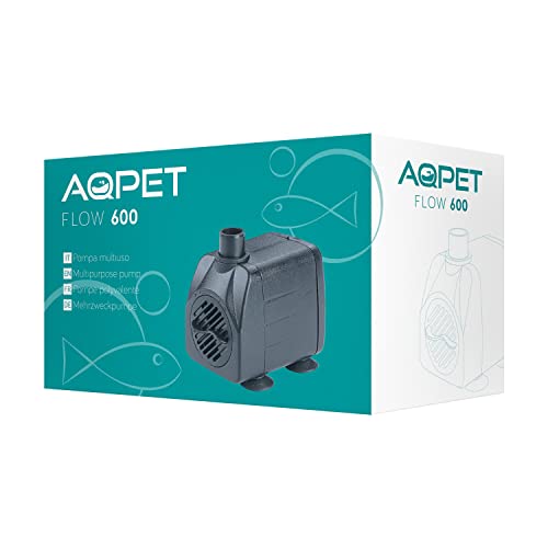 AQPET Flow Tauchpumpe für Aquarien und Terrarien mit einstellbarer Durchflussmenge, Durchfluss 600, max. 600 l/h einstellbar von AQPET