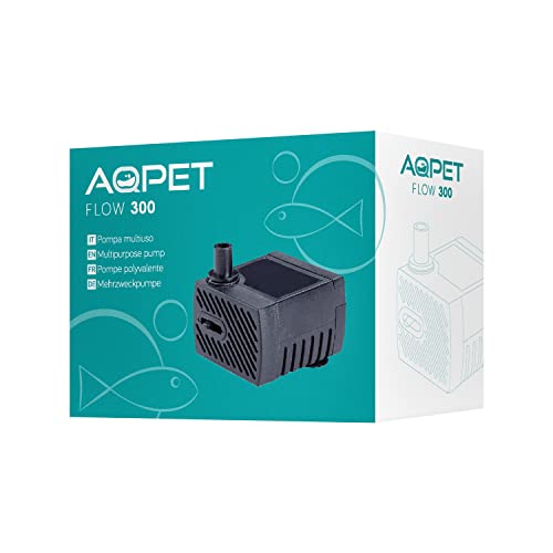 AQPET Flow Tauchpumpe für Aquarien und Terrarien mit einstellbarer Durchflussmenge, Durchfluss 300 l, einstellbare Fördermenge max. 300 l/h von AQPET