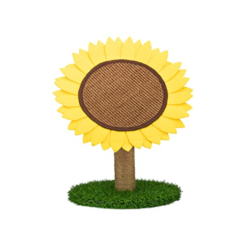 AQPET Sunflower Kratzbaum Sonnenblume 50 cm mit Katzenbaum Baum Spielplatz Kratzbaum für Katzen Gelb von AQPET