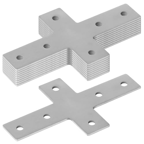 10 Stück Flache Kreuzplatte Verbinderplatte für 3030 Aluprofil,144x86mm Edelstahl Kreuz-Verbindungsplatte für Eu-Standard Aluminium Extrusion Profil 3D Druckerteile(30 x 30 Nut 8 M6) von AQQ60