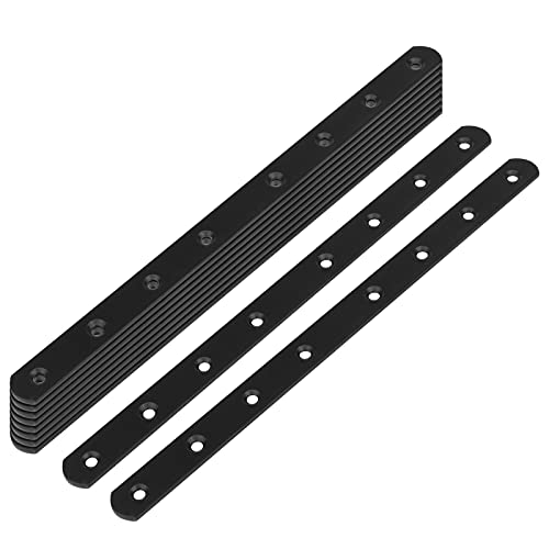 10 Stück Kohlenstoffstahl Lochplatte Schwarz - Flachverbinder 295x20x3mm Metallverbinder Holzverbinder Halterung Reparaturplatte für Schrank Tisch Stuhl, Pulverbeschichten von AQQ60