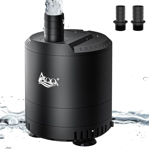 AQQA Aquarium Wasserpumpe,30W Ultra Leise Aquarium Tauchpumpe,2000L/H Aquarium Pumpe mit Verstellbarem Schalter und 2 Düsen für Teiche, Aquarium, Brunnen Wasserpumpe,Garten von AQQA