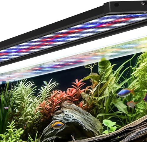 AQQA Aquarium Beleuchtung, Aquarium LED Beleuchtung,Vollspektrum Aquarium Licht with Timer automatisch EIN/aus,5 Helligkeitsstufen,mit ausziehbarer Halterung, 7 Farben von AQQA