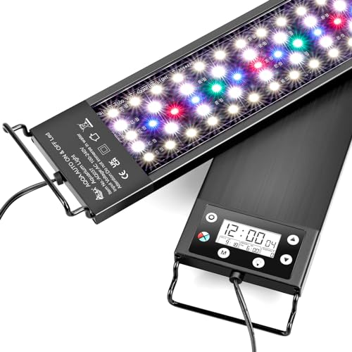 AQQA Aquarium Beleuchtung,Aquarium LED Beleuchtung,Aquarium Licht mit Monitor,Vollspektrum 24/7 Beleuchtungs Zyklus Aquarium Licht mit Eingebautem Timer Dimmer,7 Farben,Waterproof von AQQA