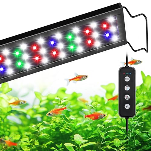AQQA Aquarium Beleuchtung LED, Vollspektrum Aquarium Licht, 3 Modus+Timer+Einstellbare Helligkeit, 60-80cm, 22W von AQQA