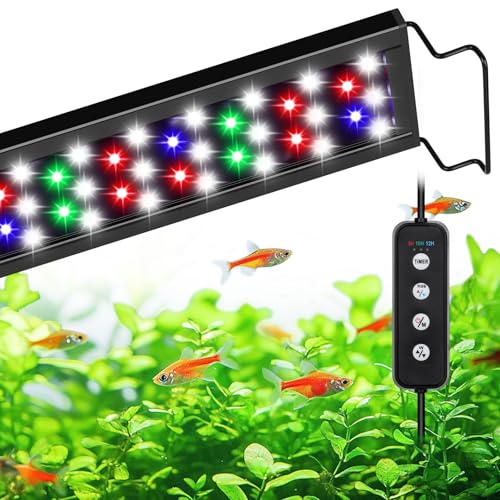 AQQA Aquarium Beleuchtung LED, Vollspektrum Aquarium Licht, 3 Modus+Timer+Einstellbare Helligkeit, 80-100cm, 26W von AQQA