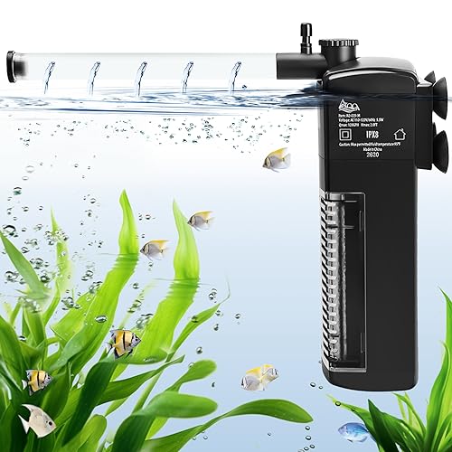 AQQA Aquarium Filter,Einstellbare Aquarium Internal Filter,5.5W Aquarium innenfilter mit 400L/H Wasserpumpe, für Aquarium von bis 200L von AQQA