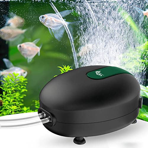 AQQA Aquarium Luftpumpe,Ultra Leise Aquarium Sauerstoffpumpe,5W Einstellbar Leistungsstarke Sauerstoffpumpe Aquarium mit Doppeltes Luftaustritt,für Aquarium bis 600 Liter von AQQA