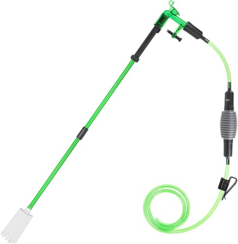 AQQA Aquarium Sauger, Mulmsauger Aquarium Zubehör, 3 in 1 Aquarium Reiniger mit Ausziehbarer Länge und Fixierung am Aquarium, Manueller Wasserwechsel und Sandreinigung von AQQA