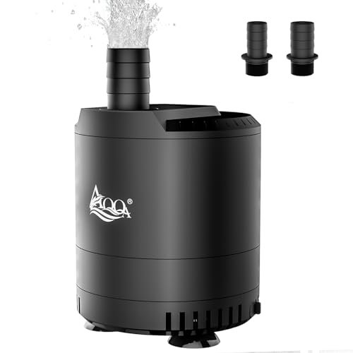 AQQA Aquarium Wasserpumpe, 6W Ultra Leise Aquarium Tauchpumpe,600L/H Aquarium Pumpe mit Verstellbarem Schalter und 2 Düsen für Teiche, Aquarium, Brunnen Wasserpumpe,Garten von AQQA