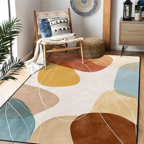 AQQA Moderner abstrakter Teppich, modernes geschwungenes Linien-Design, Wohnzimmerteppich, schmutzabweisend, waschbar, niedriger Flor, Bodenteppich für Schlafzimmer, Esszimmer, Büro, Spielzimmer AQQA Moderner abstrakter Teppich, modernes geschwungenes Linien-Design, Wohnzimmerteppich, schmutzabweisend, waschbar, niedriger Flor, Bodenteppich für Schlafzimmer, Esszimmer, Büro, Spielzimmer von AQQA