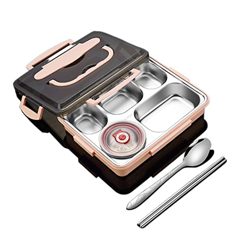 AQQWWER Lunchboxen Stainless Steel Lunch Box for Kids School Bento Box with Compartments Thermal Food Storage Soup Containers for Microwave Oven (Color : Pink, Size : 2000ml) von AQQWWER