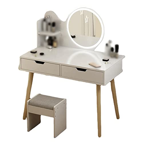 AQQWWER Schminktisch Dresser Modern Bedroom Dresser Multifunctional Dresser Bedroom Mirror Furniture with Lamp (Color : 1) von AQQWWER