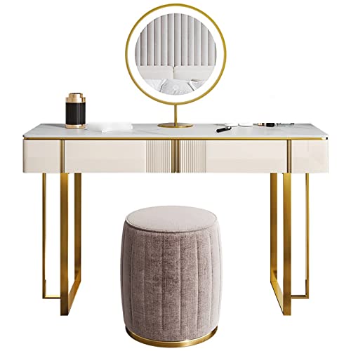 AQQWWER Schminktisch Light Luxury Dressing Table Small Family Simple Dressing Table Rock Board Dressing Table Furniture Independent Bedroom Dressing Table von AQQWWER