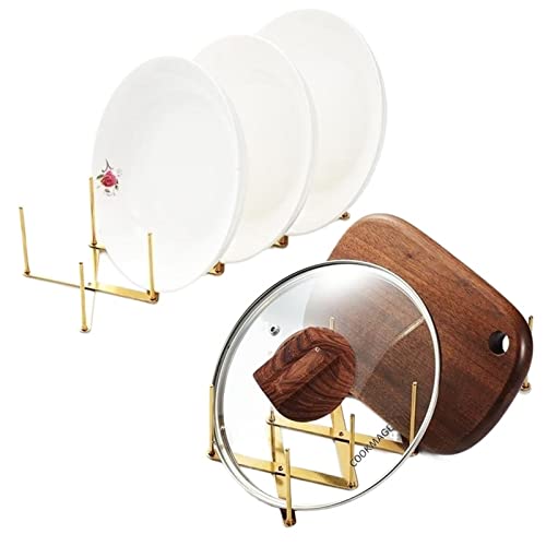 AQQWWER Spülbecken Geschirrtrockner Kitchen Organizer Pot Lid Rack Stainless Steel Gold Cook Dish Holder Extended Shelf Cooking Plate Tray Pan Cover Stand von AQQWWER